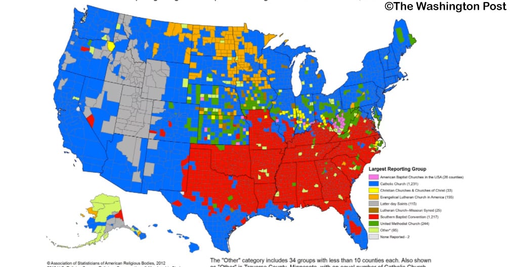 The Largest Religious Groups in Every County Across the U.S.