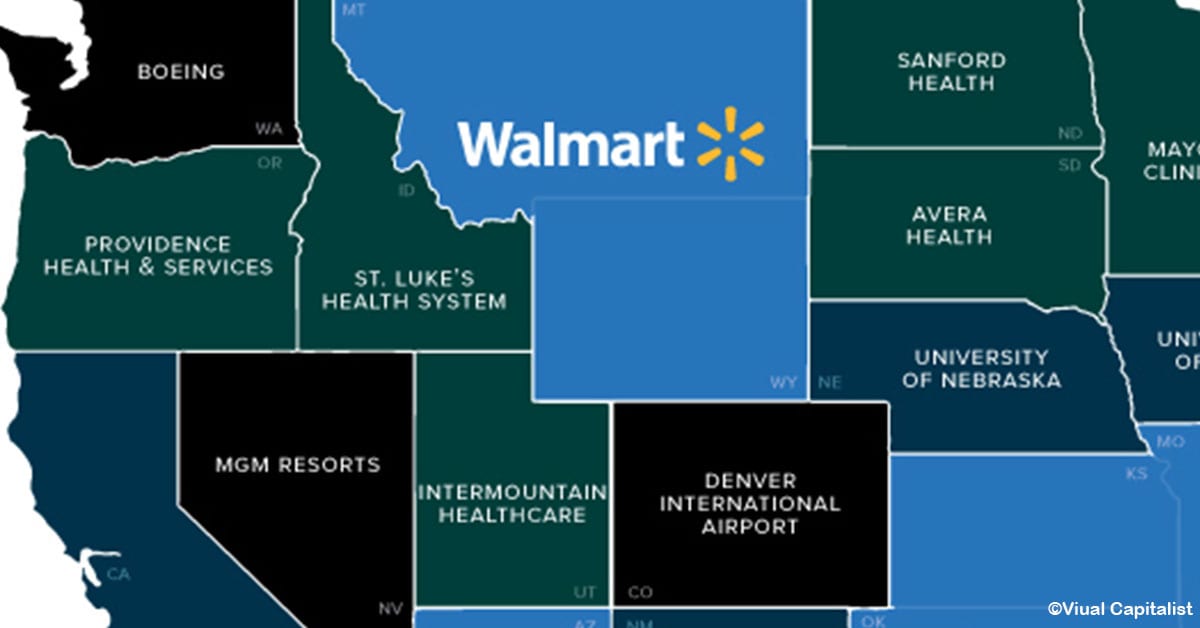 This Map Shows the Largest Employer in Every State