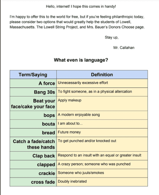 list of gen z slang