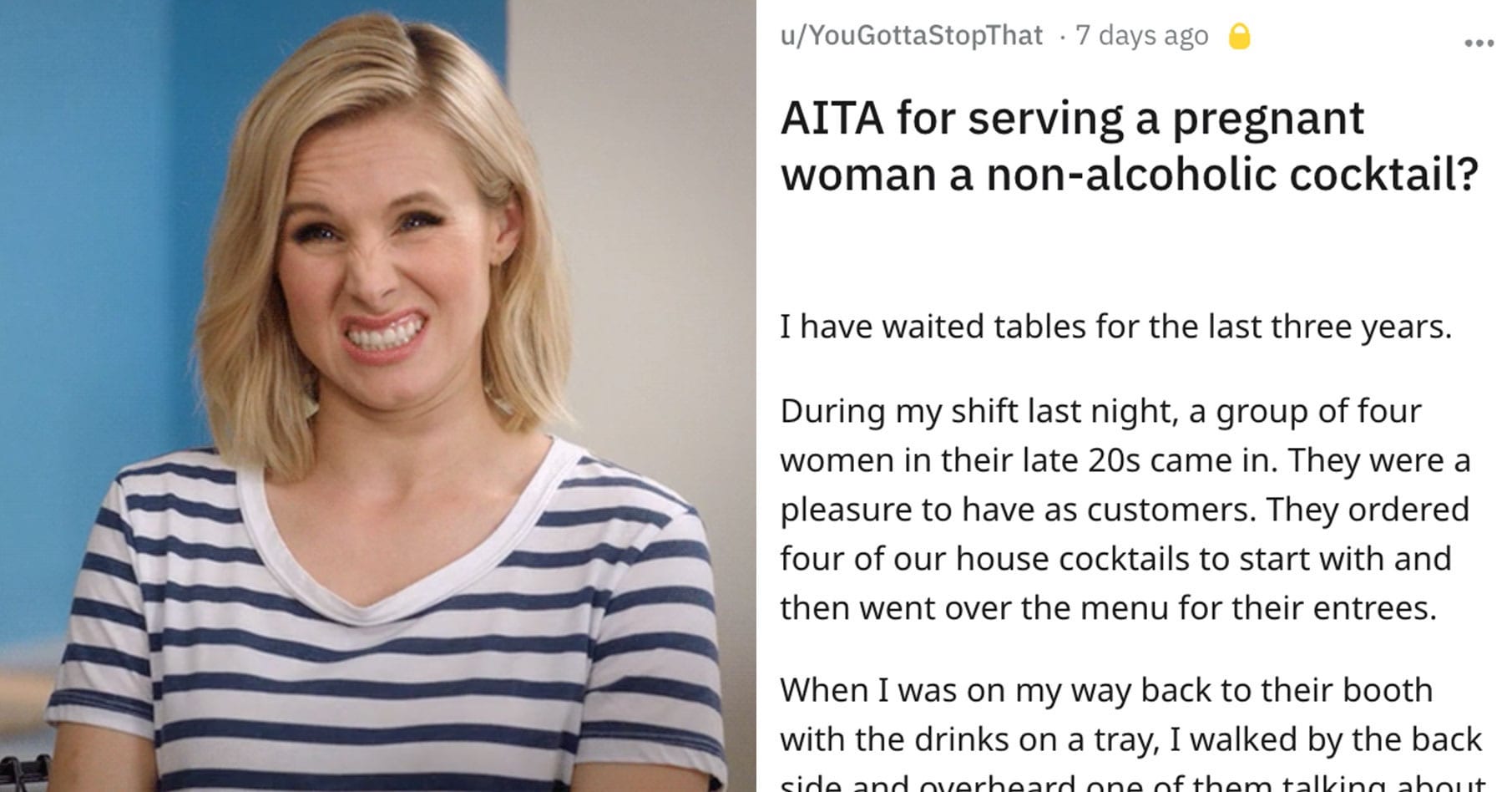 Waiter Serves Pregnant Woman Virgin Cocktails After She Ordered Real Ones