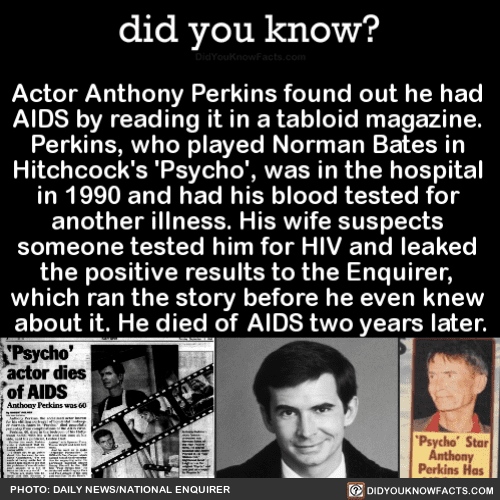 Actor Anthony Perkins Found Out He Had Aids By Did You Know