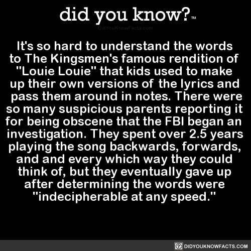 Its so hard to understand the words to the Did You Know 