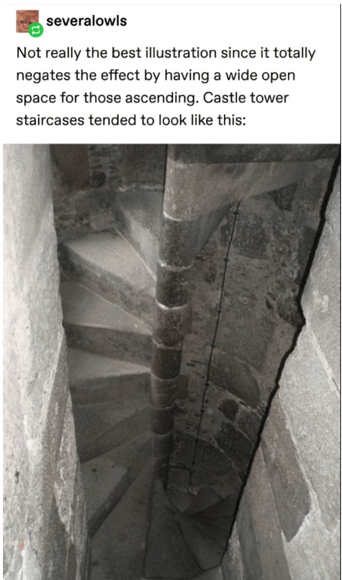 effect by having wide open space those ascending castle tower staircases tended look like this This Online Thread Discusses How Fierce Medieval Battle Tactics Really Were