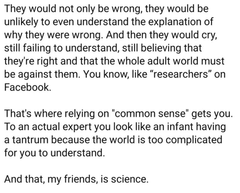 like an infant having tantrum because world is too complicated understand and my friends is science A Guy Proved His Point on Facebook About Why Human Beings Are Foolish