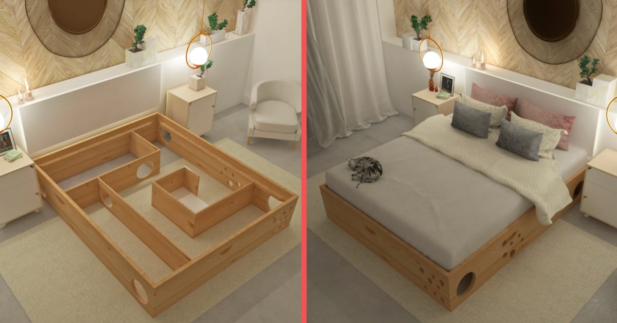 Company Creates a Hidden Cat Maze Bed Frame Cat Owners Will Love