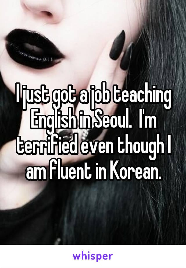 I just got a job teaching English in Seoul. I'm terrified even though I am fluent in Korean.