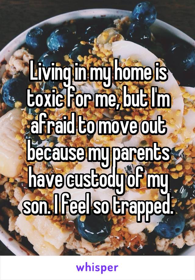 Living in my home is toxic for me, but I'm afraid to move out because my parents have custody of my son. I feel so trapped.