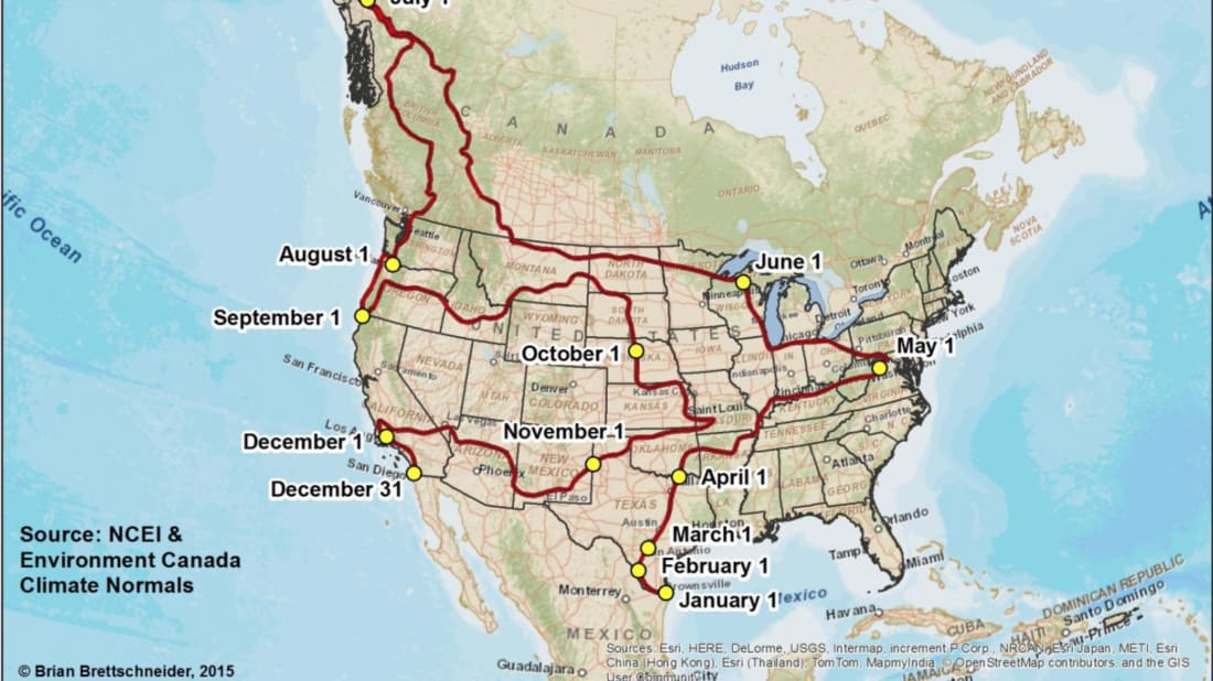  Follow This Road Trip Map for a Full Year of 70 Degree Weather