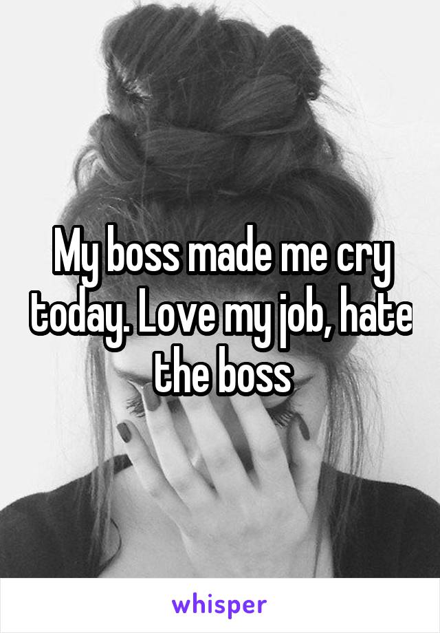 My boss made me cry today. Love my job, hate the boss.