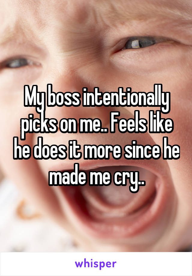 My boss intentionally picks on me... Feels like he does it more since he made me cry...