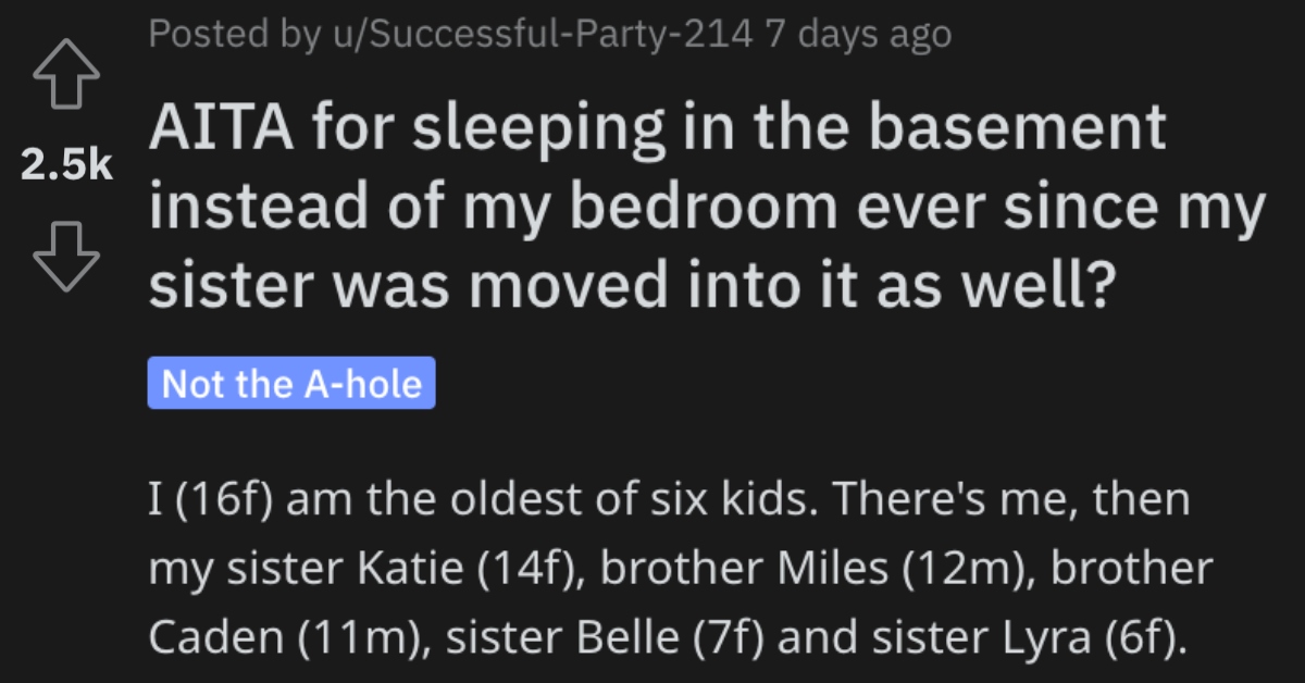Teenager Asks if She’s Wrong for Sleeping in the Basement Because Her